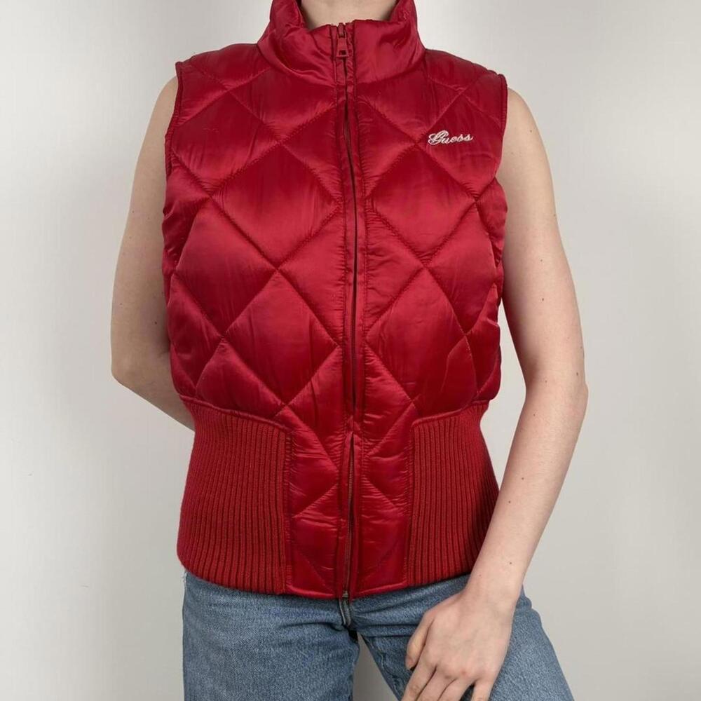 Guess Women's Red Puffer Vest - Picture 3 of 7
